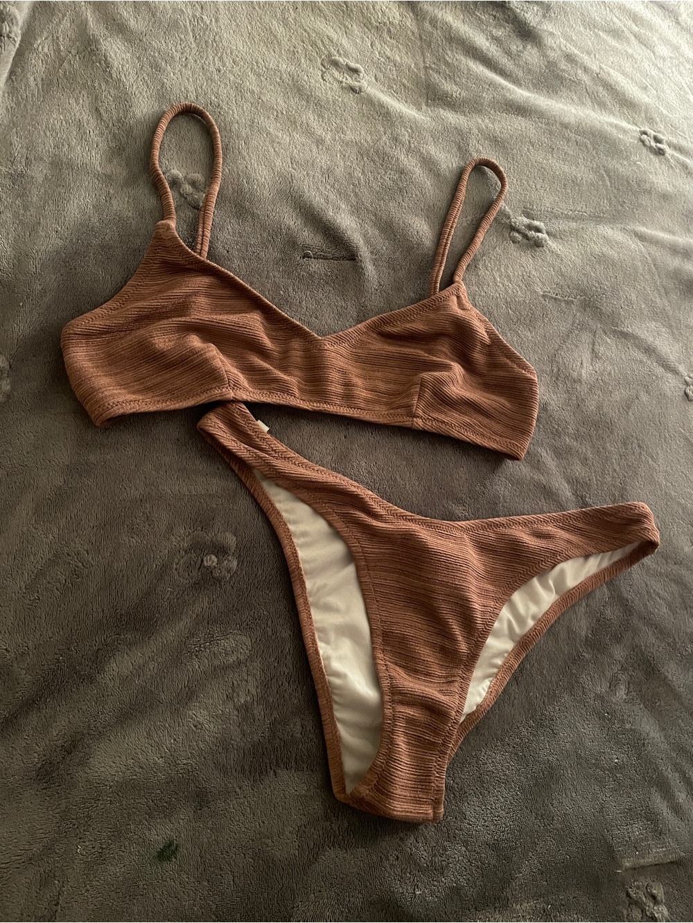 Rhythm. Ribbed Bikini Set in Rust Brown